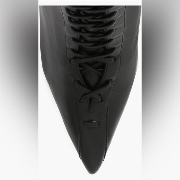 Black Lace-Up Stiletto Boots Schutz Tennie Pointed ToeLace-Up Boot/size 5.5 - Picture 5 of 5